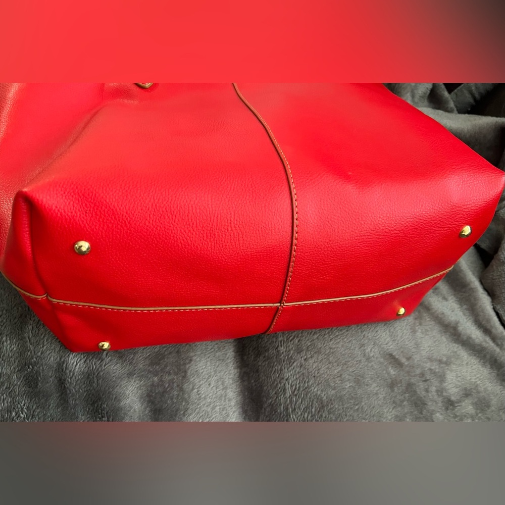 Classic Lauren Ralph Lauren Red/Beige Leather Tote Bag. - Picture 7 of 16